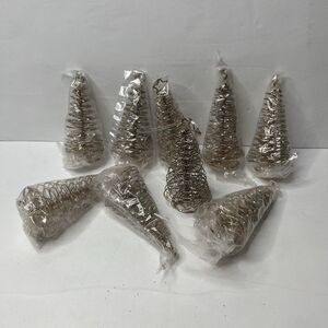 Lot Of 9 Crate & Barrel Gold Spiral Glitter Tree Christmas Ornaments/placecard